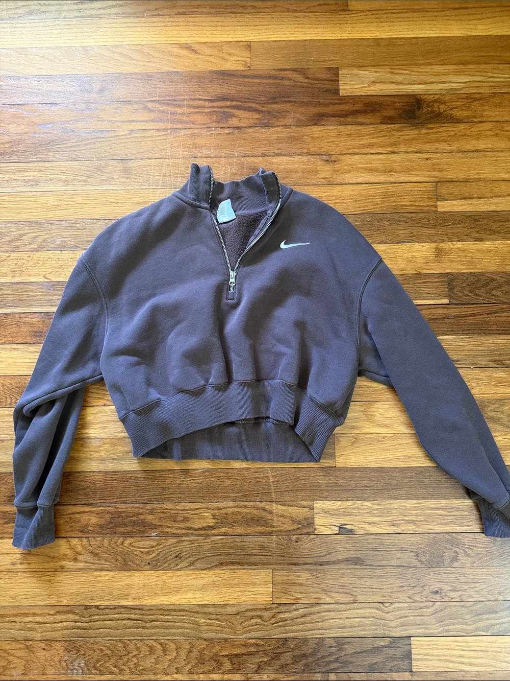 Nike Women's Cropped Quarter‑Zip Sweatshirt in Brown